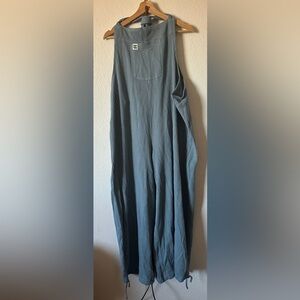 Lucy & Yak Slouchy Waffle Cotton Dungarees in Blue - Size 20R NWT